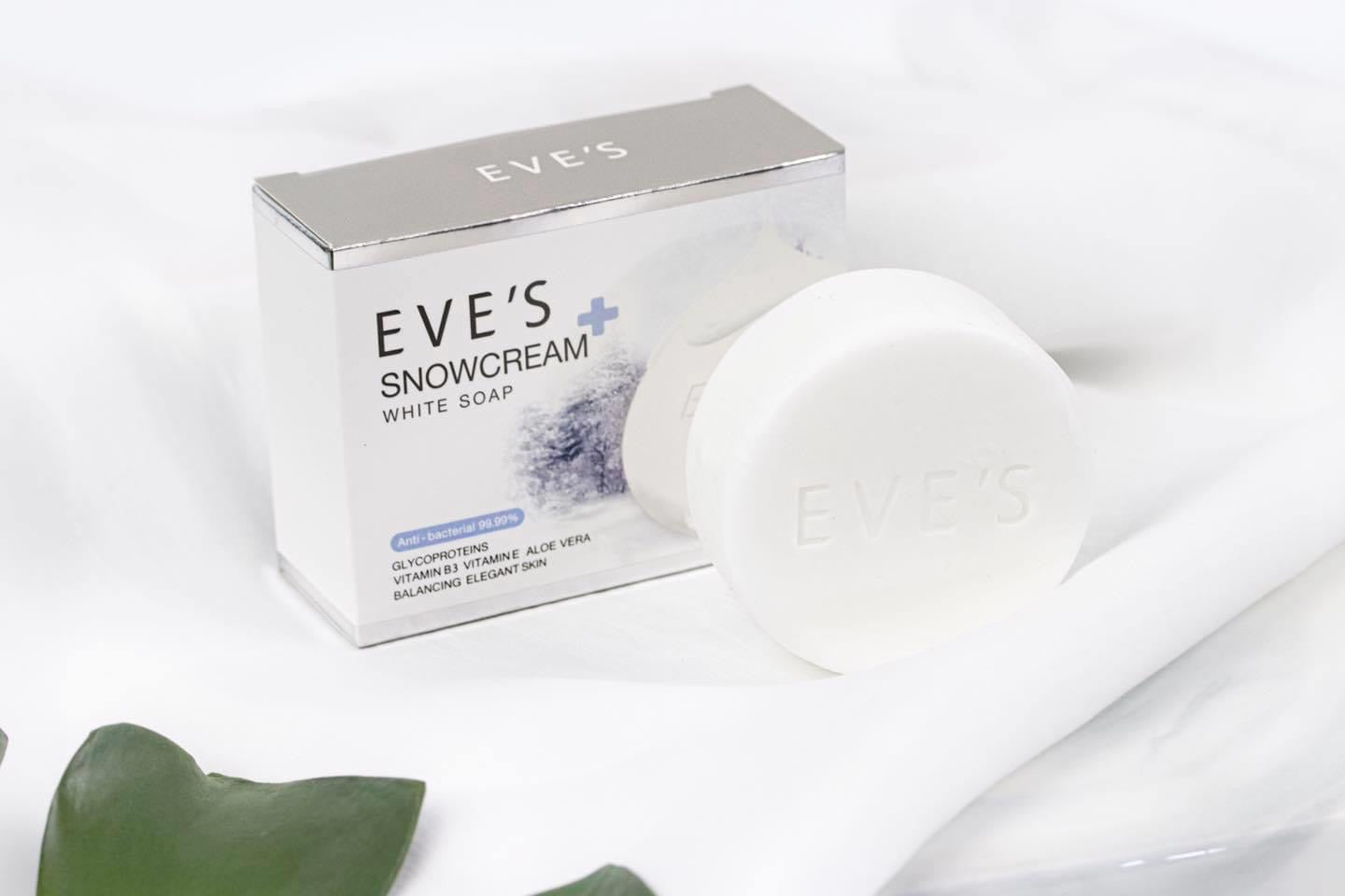 EVE'S SNOWCREAM WHITE SOAP สบู่ครีมขาว อีฟส์ สโนว์ครีม ไวท์ โซฟ (สบู่รักษาสิวที่หลัง)