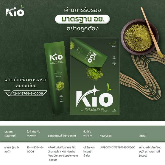 Kio Mutcha KIO Matcha Plus มัทฉะเกรดพรีเมี่ยม ไม่ผสมน้ำตาล