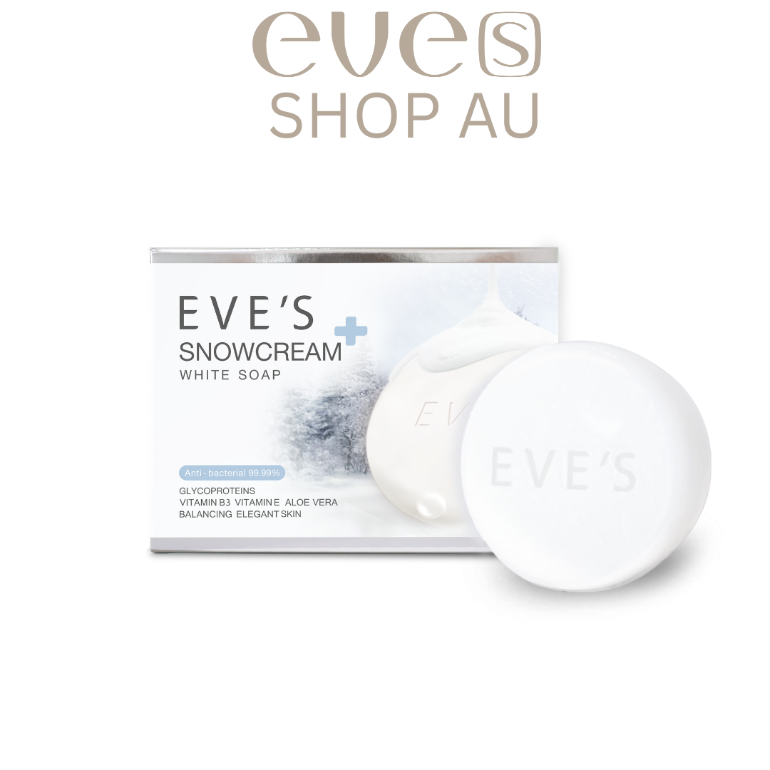 EVE'S SNOWCREAM WHITE SOAP สบู่ครีมขาว อีฟส์ สโนว์ครีม ไวท์ โซฟ (สบู่รักษาสิวที่หลัง)
