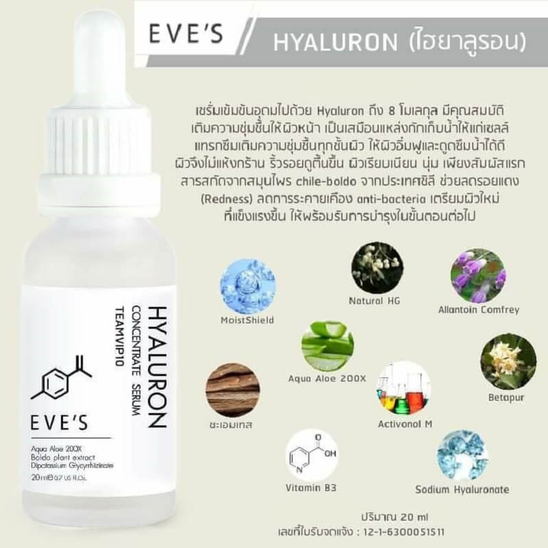 HYALURON CONCENTRATE SERUM ไฮยาลูรอน คอนเซ็นเทรท เซรั่ม เติมเต็มความชุ่มชื้นให้ผิว ริ้วรอยดูตื้นขึ้น HYALURON CONCENTRATE SERUM