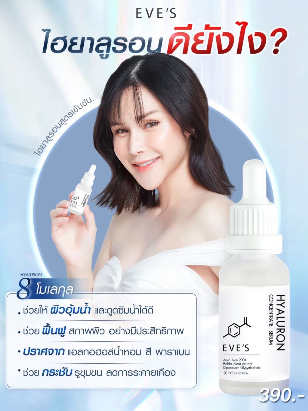 HYALURON CONCENTRATE SERUM ไฮยาลูรอน คอนเซ็นเทรท เซรั่ม เติมเต็มความชุ่มชื้นให้ผิว ริ้วรอยดูตื้นขึ้น HYALURON CONCENTRATE SERUM