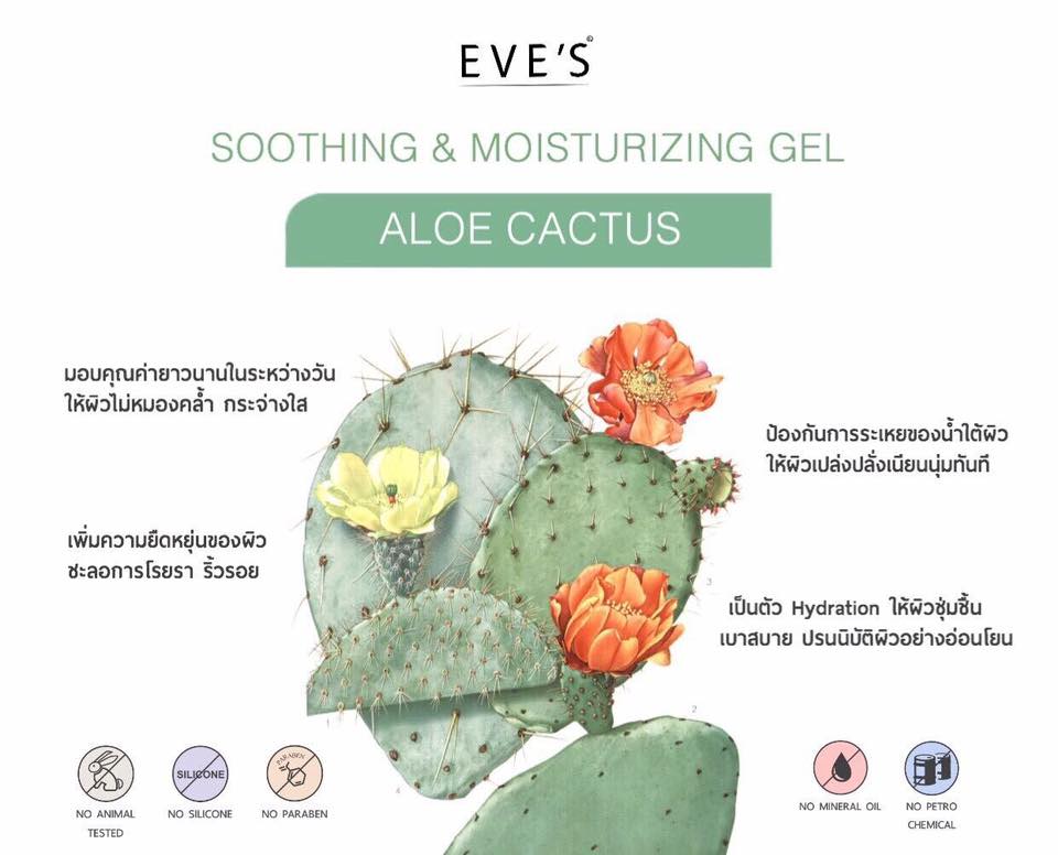 ALOE CACTUS SOOTHING & MOISTURIZING GEL  อโลแคคตัส เติมความชุ่มชื้นให้ความสดชื่นสบายผิว ลดอาการบวมแดงจากแสงแดด