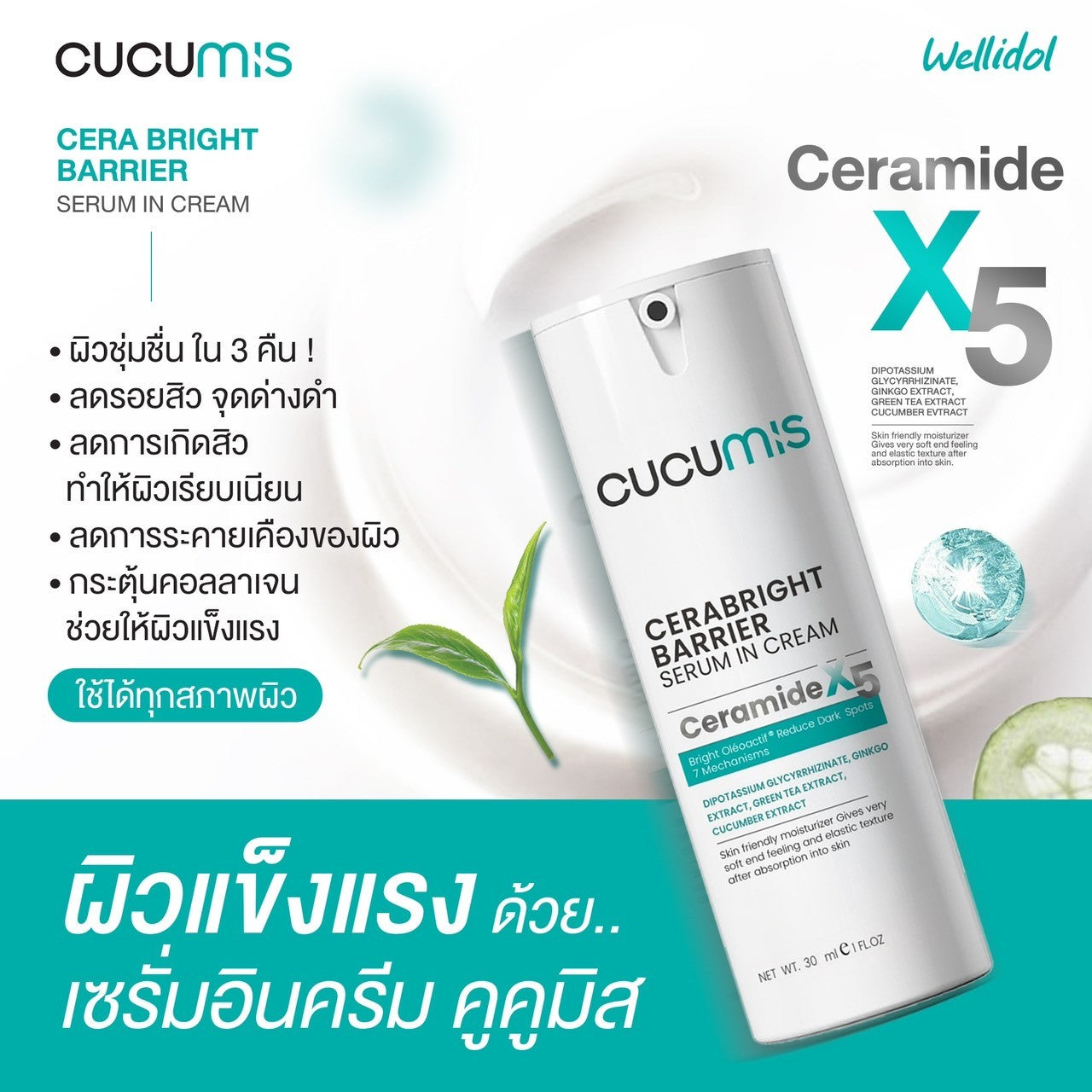 CUCUMIS คู่หูหน้าใส NIO-BRIGHT AMPOULE SERUM และ CERABRIGHT SESUM IN CREAM