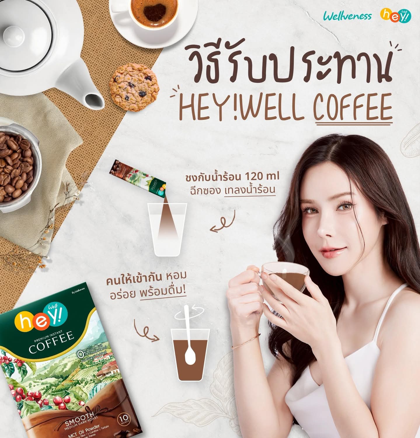Hey Well Coffee ชุด 3 กล่อง สุดคุ้ม-เวลคอฟฟี่ Hey! Well Coffee เวลวีเนส กาแฟเพื่อสุขภาพ กาแฟบล็อคเบรินส์ ไม่มีน้ำตาล ไม่มีครีมเทียม มีพรีไบโอติก