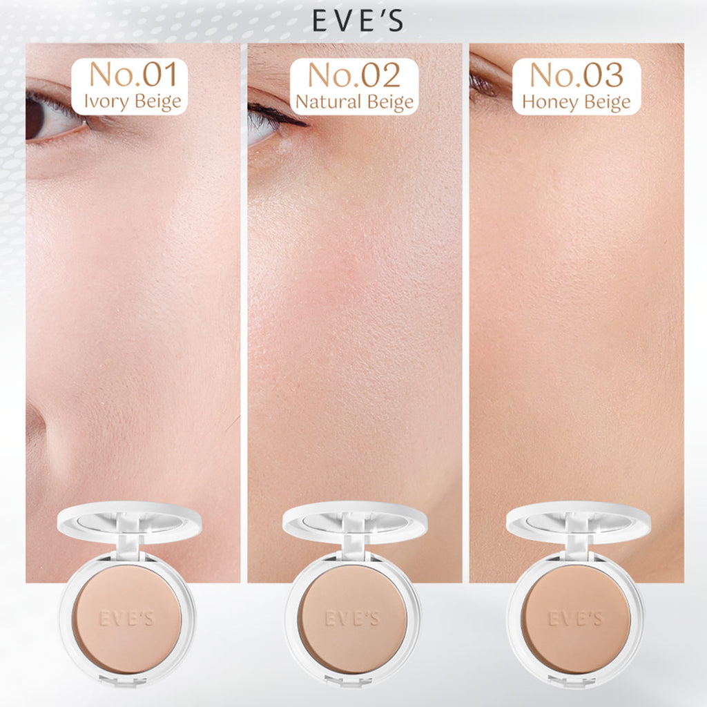 *** มี 2 สีค่ะ เบอร์ 1 และ 3 เลือกสี แจ้งส่งทางข้อความนะค่ะ *** EVE'S GLAMOUR MATTE TWO WAY POWDER SPF 25 PA+++  แป้งอีฟส์ สูตรคุมมัน 100% ปกปิด บางเบา